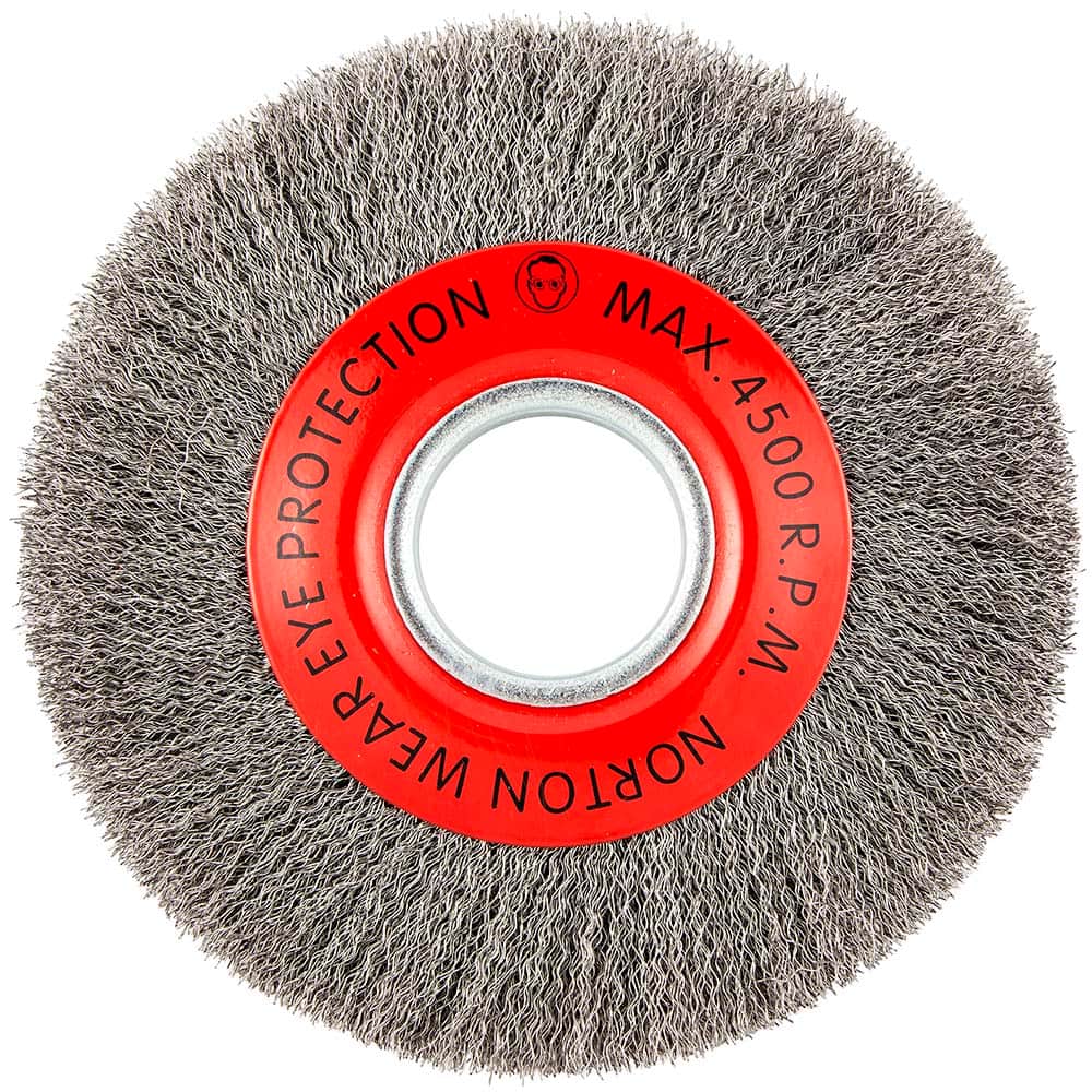 Norton - 8" OD, 2" Arbor Hole, Crimped Carbon Wheel Brush - Exact Tool & Supply
