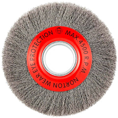 Norton - 8" OD, 2" Arbor Hole, Crimped Carbon Wheel Brush - Exact Tool & Supply