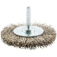 Norton - 3" OD, Crimped Stainless Steel Wheel Brush - Exact Tool & Supply