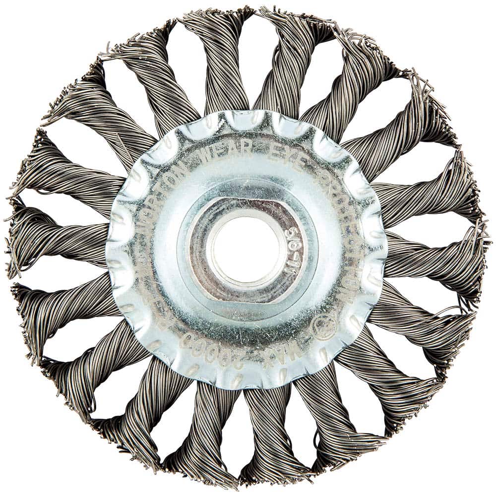 Norton - 4" OD, 5/8-11 Arbor Hole, Knotted Carbon Wheel Brush - Exact Tool & Supply