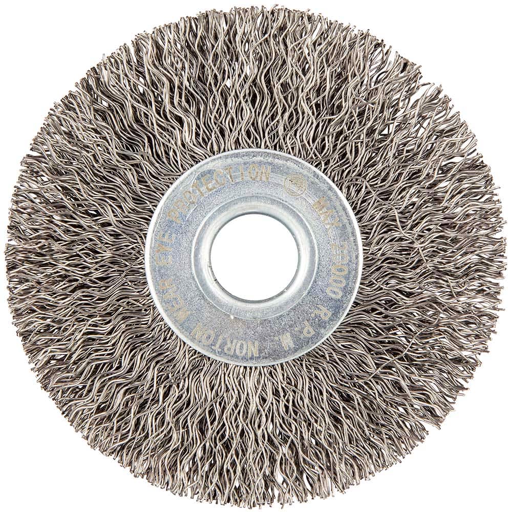Norton - 3" OD, 1/2" Arbor Hole, Crimped Carbon Wheel Brush - Exact Tool & Supply