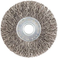 Norton - 3" OD, 1/2" Arbor Hole, Crimped Carbon Wheel Brush - Exact Tool & Supply