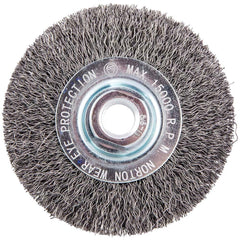 Norton - 4" OD, 5/8-11 Arbor Hole, Crimped Carbon Wheel Brush - Exact Tool & Supply