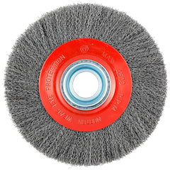 Norton - 8" OD, 1-1/4" Arbor Hole, Crimped Carbon Wheel Brush - Exact Tool & Supply