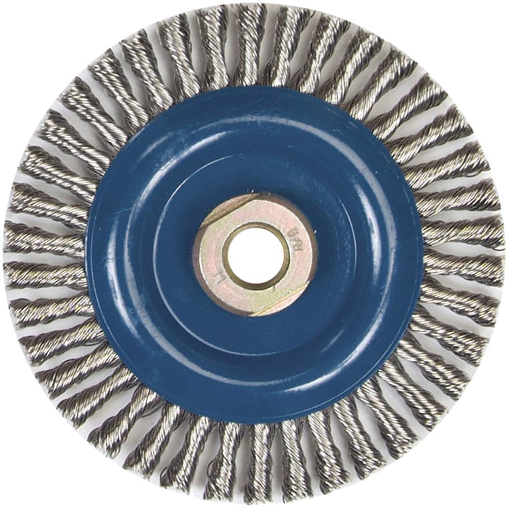 Norton - 5" OD, 5/8-11 Arbor Hole, Stringer Bead Stainless Steel Wheel Brush - Exact Tool & Supply