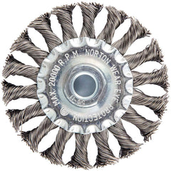 Norton - 4" OD, 5/8-11 Arbor Hole, Knotted Carbon Wheel Brush - Exact Tool & Supply