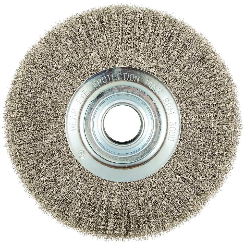 Norton - 12" OD, 2" Arbor Hole, Crimped Carbon Wheel Brush - Exact Tool & Supply