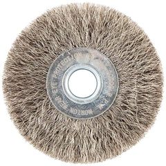 Norton - 3" OD, 1/2" Arbor Hole, Crimped Stainless Steel Wheel Brush - Exact Tool & Supply