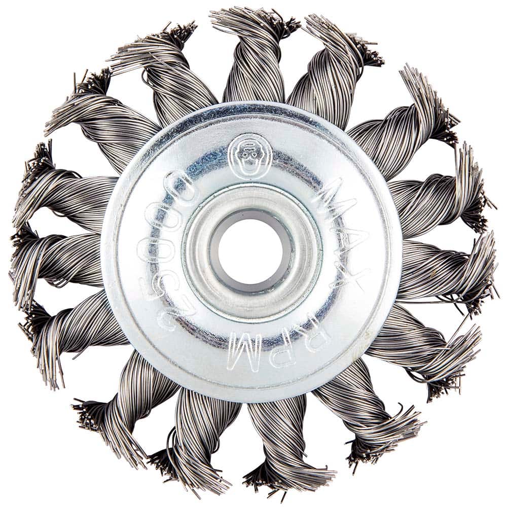 Norton - 3" OD, 3/8" Arbor Hole, Knotted Carbon Wheel Brush - Exact Tool & Supply