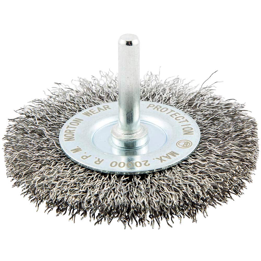 Norton - 3" OD, Crimped Carbon Wheel Brush - Exact Tool & Supply