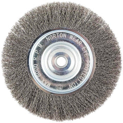 Norton - 8" OD, 5/8" Arbor Hole, Crimped Carbon Wheel Brush - Exact Tool & Supply