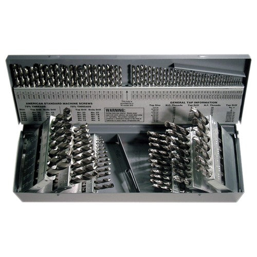 ‎1/16-1/2, A-Z, #1-#60 RHS / RHC HSS 118 Degree Radial Point General Purpose Jobber Length Drill Set - Bright - Exact Tool & Supply