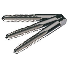 ‎1/2-20 UNF Flute Carbon Steel Standard Taper, Plug, and Bottoming Hand Tap Set- Bright - Exact Tool & Supply