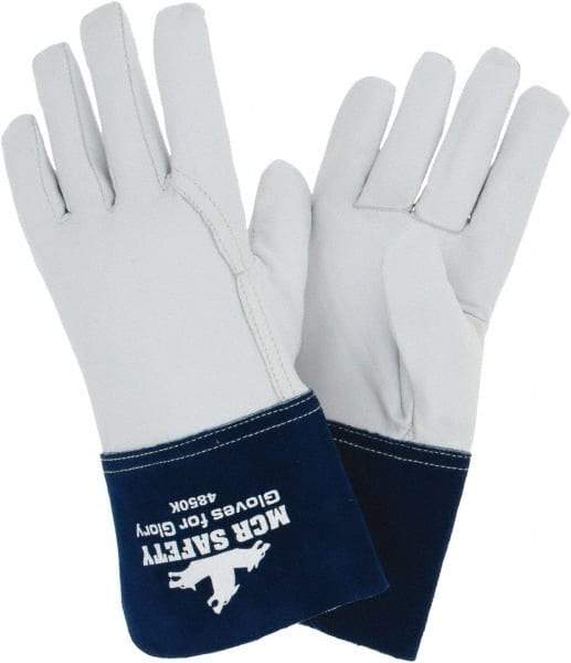 MCR Safety - Size L Kevlar Lined Goatskin Welding Glove - White/Blue, Pair - Exact Tool & Supply