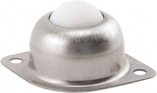 Hudson Bearing - 1 Inch Diameter, Oval, Nylon Ball Transfer - 1.1875 Inch Mount Height, 75 Lb. Capacity - Exact Tool & Supply
