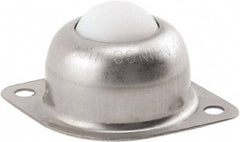 Hudson Bearing - 1 Inch Diameter, Oval, Nylon Ball Transfer - 1.1875 Inch Mount Height, 75 Lb. Capacity - Exact Tool & Supply
