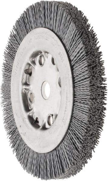 Weiler - 6" OD, 5/8" Arbor Hole, Crimped Nylon Wheel Brush - 5/8" Face Width, 7/8" Trim Length, 0.035" Filament Diam, 4,500 RPM - Exact Tool & Supply