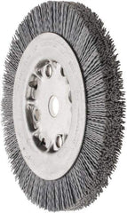 Weiler - 6" OD, 5/8" Arbor Hole, Crimped Nylon Wheel Brush - 5/8" Face Width, 7/8" Trim Length, 0.035" Filament Diam, 4,500 RPM - Exact Tool & Supply