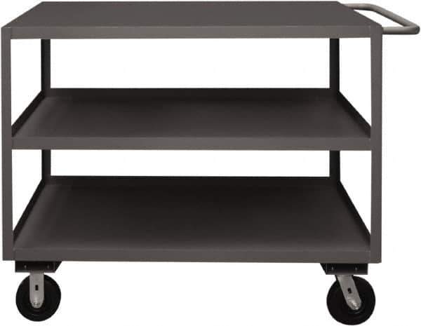 Durham - 3,600 Lb Capacity, 30" Wide x 60" Long x 39-1/16" High Service Cart - 3 Shelf, Steel, 2 Rigid/2 Swivel Casters - Exact Tool & Supply