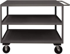 Durham - 3,600 Lb Capacity, 30" Wide x 60" Long x 39-1/16" High Service Cart - 3 Shelf, Steel, 2 Rigid/2 Swivel Casters - Exact Tool & Supply