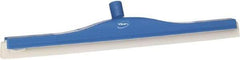 Vikan - 24" Foam Rubber Blade Floor Squeegee - Double Edge, Blue, Plastic Holder - Exact Tool & Supply