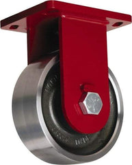 Hamilton - 6" Diam x 3" Wide x 8-1/2" OAH Top Plate Mount Rigid Caster - Forged Steel, 10,000 Lb Capacity, Tapered Roller Bearing, 6-1/2 x 7-1/2" Plate - Exact Tool & Supply
