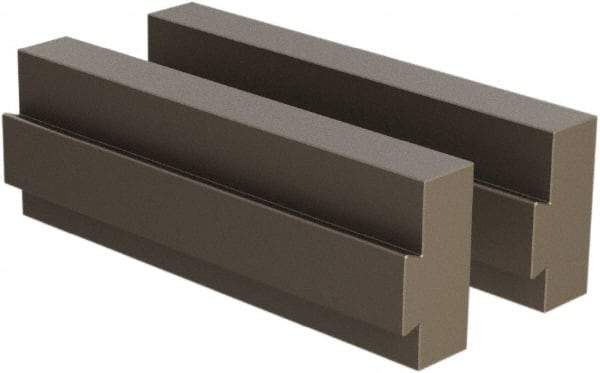 CarveSmart - 3/4" Wide x 2" High x 3/4" Thick, Flat/No Step Vise Jaw - Soft, Steel, Fixed Jaw, Compatible with 6" Vises - Exact Tool & Supply
