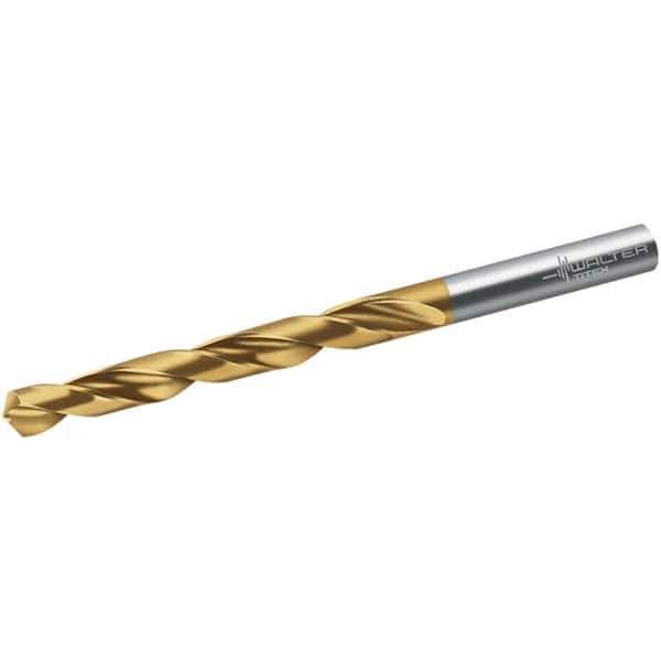 Walter-Titex - 12.5mm 118° High Speed Steel Jobber Drill - TiN Finish, Right Hand Cut, Spiral Flute, Straight Shank, 151mm OAL, N Point - Exact Tool & Supply