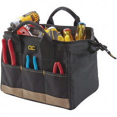 CLC - 14 Pocket Black & Khaki Polyester Tool Bag - 14" Wide x 8-1/2" Deep x 8" High - Exact Tool & Supply