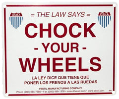 Vestil - "Chock Your Wheels", Aluminum Safety Sign - Use for Accident Prevention - Exact Tool & Supply