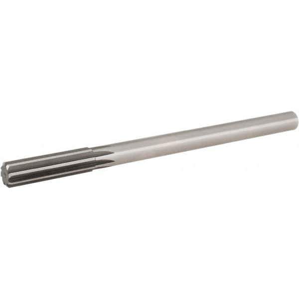Hertel - 0.829" High Speed Steel 8 Flute Chucking Reamer - Straight Flute, 5/8" Straight Shank, 2-1/2" Flute Length, 9-1/2" OAL - Exact Tool & Supply