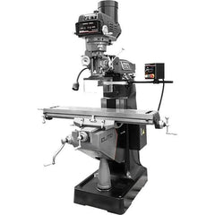 Jet - 9" Table Width x 49" Table Length, Variable Speed Pulley Control, 3 Phase Knee Milling Machine - R8 Spindle Taper, 3 hp - Exact Tool & Supply