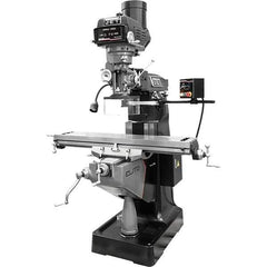 Jet - 9" Table Width x 49" Table Length, Variable Speed Pulley Control, 3 Phase Knee Milling Machine - R8 Spindle Taper, 3 hp - Exact Tool & Supply