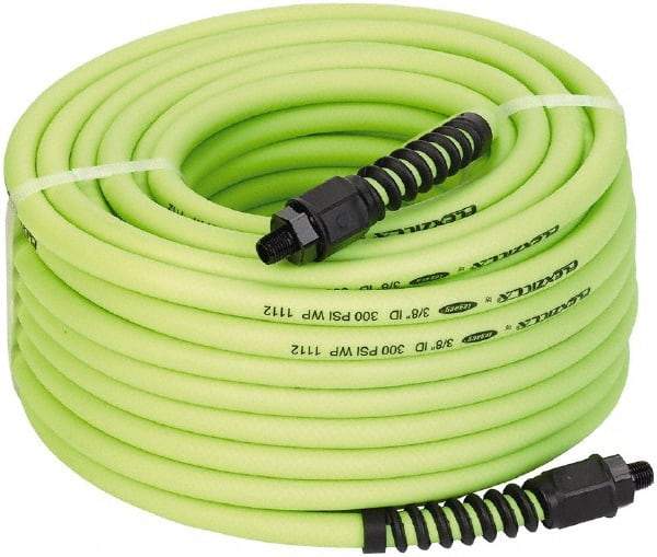 Legacy - 3/8" ID x 0.61" OD 100' Long Multipurpose Air Hose - MNPT x MNPT Ends, 300 Working psi, 150°, 1/4" Fitting, Green - Exact Tool & Supply