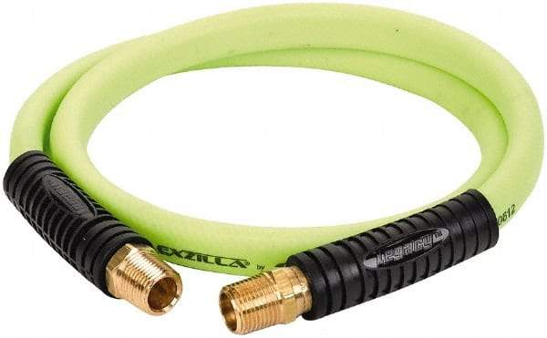 Legacy - 1/2" ID x 0.74" OD 4' Long Lead-In Whip Hose - FNPT x MNPT Swivel Ends, 300 Working psi, 140°, 1/2" Fitting, Green - Exact Tool & Supply