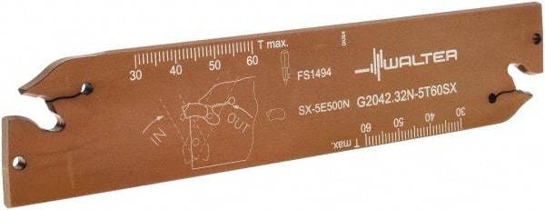 Walter - 1.2598" Blade Height, 5.9055" OAL, Neutral Cut, Double End Indexable Cut-Off Blade - 60mm Max Depth of Cut, G2042 N Blade - Exact Tool & Supply