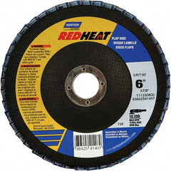 Norton - 40 Grit, 6" Disc Diam, 7/8" Center Hole, Type 29 Ceramic Alumina Flap Disc - 10,200 Max RPM, Cloth Backing, Arbor Attaching System, Coated - Exact Tool & Supply