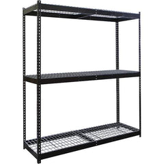 Hallowell - 3 Shelf Starter Wire Deck Open Steel Shelving - 1 Lb Capacity, 72" Wide x 84" High x 18" Deep, Black - Exact Tool & Supply