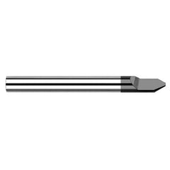 Engraving Cutters - 0.1250″ (1/8″) Shank Diameter × 0.0050″ Flat × 60° included Carbide Tipped Engraver, 1 Flute, Amorphous Diamond Coated - Exact Tool & Supply