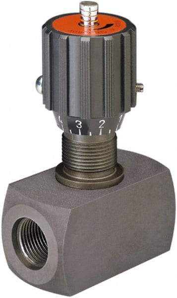 HYDAC - 3/4" Pipe, Inline Flow Control Needle Valve - SAE Ends, Carbon Steel Valve, 5,000 Max psi - Exact Tool & Supply