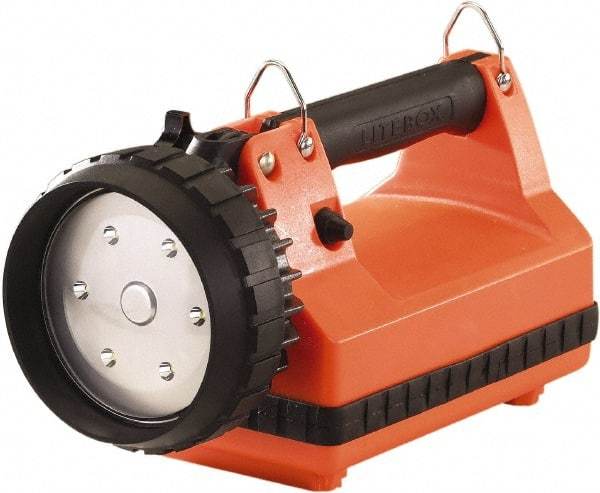 Streamlight - White LED Bulb, 615 Lumens, Spotlight/Lantern Flashlight - Orange Plastic Body, 1 6V Battery Included - Exact Tool & Supply
