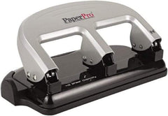 PaperPro - Paper Punches Type: 40 Sheet Manual Three Hole Punch Color: Black/Silver - Exact Tool & Supply