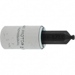 Proto - 1/4" Drive, 3/32" Hex Bit Socket - 1-1/2" OAL, 1.047" Bit Length, Ball End - Exact Tool & Supply