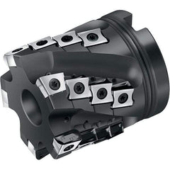 Walter - 3" Cut Diam, 1-1/4" Arbor Diam, 58mm Max Depth of Cut, Indexable Square-Shoulder Face Mill - 90° Lead Angle, 85mm High, XNHX1306..R & LNHX120604R Insert Compatibility, Through Coolant, Series M3255 - Exact Tool & Supply