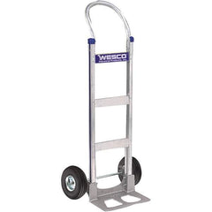 Wesco Industrial Products - 600 Lb Capacity 49" OAH Hand Truck - 14 x 7-1/2" Base Plate, Swept Back, Continuous Handle, Aluminum, Full Pneumatic Wheels - Exact Tool & Supply
