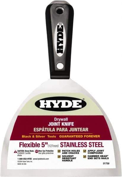 Hyde Tools - 5" Wide Flexible Blade Stainless Steel Joint Knife - Flexible, Nylon Handle - Exact Tool & Supply