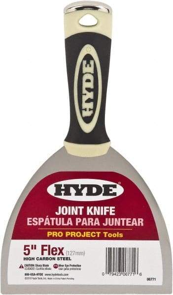 Hyde Tools - 5" Wide Flexible Blade Carbon Steel Joint Knife - Flexible, Polypropylene Handle - Exact Tool & Supply