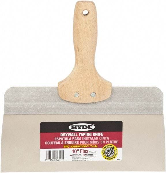 Hyde Tools - 10" Wide Flexible Blade Stainless Steel Joint Knife - Flexible, Hardwood Handle - Exact Tool & Supply