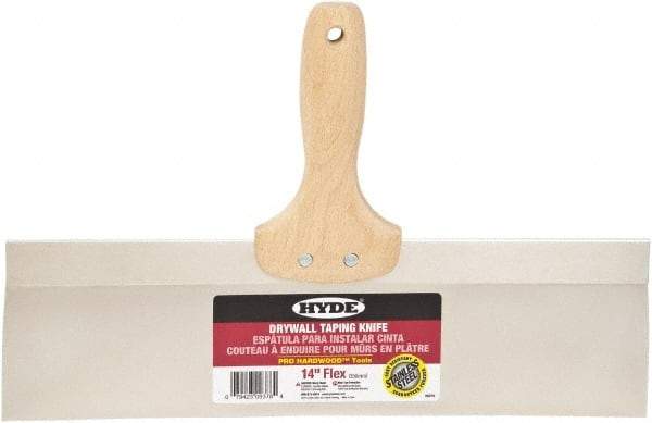 Hyde Tools - 14" Wide Flexible Blade Stainless Steel Joint Knife - Flexible, Hardwood Handle - Exact Tool & Supply