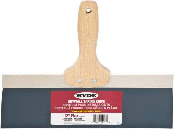 Hyde Tools - 12" Wide Flexible Blade Steel Joint Knife - Flexible, Hardwood Handle - Exact Tool & Supply